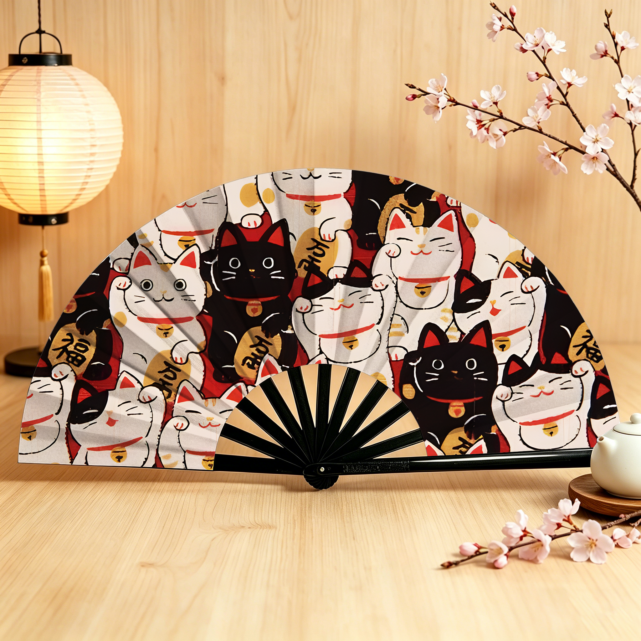 Tokyo-Tiger Lucky Cat Hand Fan
