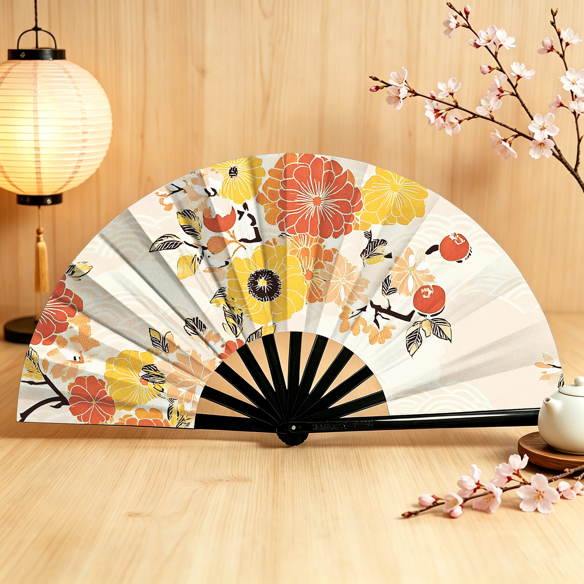 Tokyo-Tiger Fruitful Flower Hand Fan