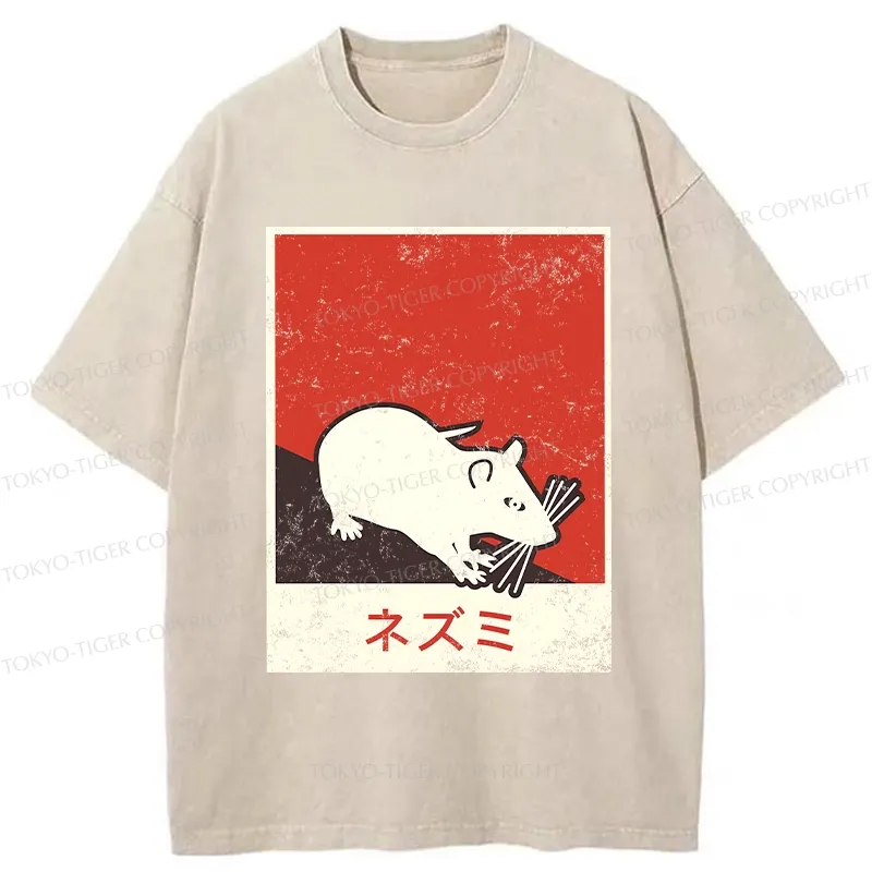 Tokyo-Tiger Rat In Japan Washed T-Shirt Sale