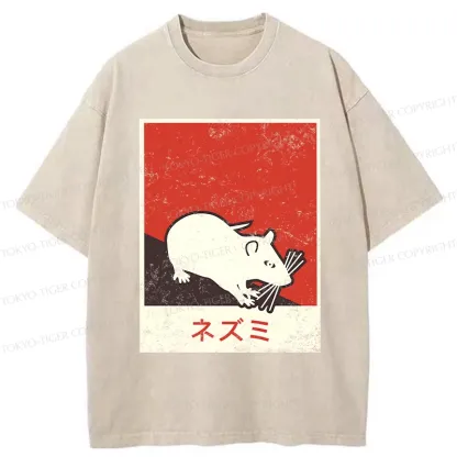 Tokyo-Tiger Rat In Japan Washed T-Shirt