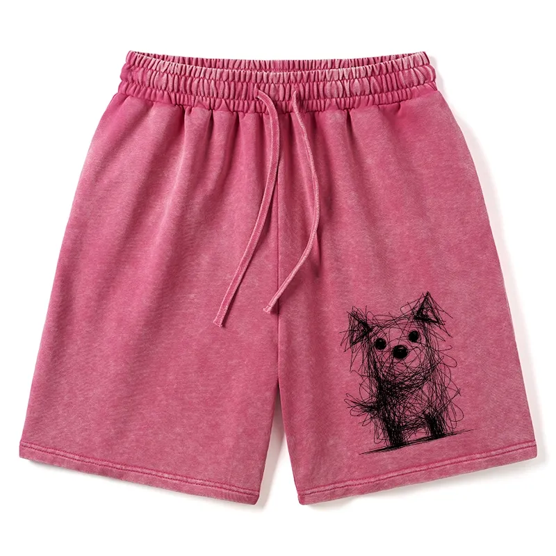 Tokyo-Tiger Scruffy Dog Chaos Art Washed Shorts