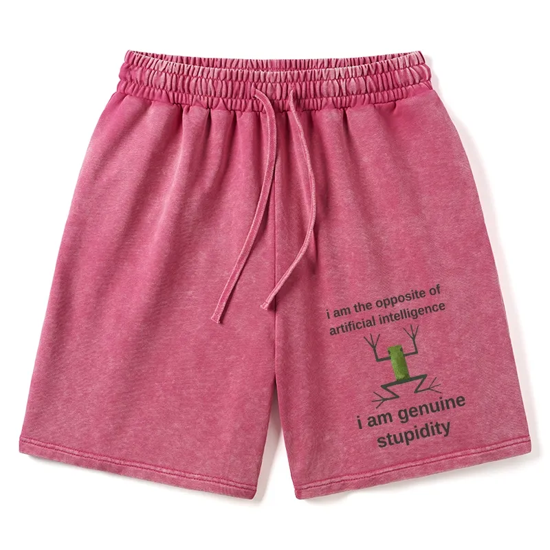 Tokyo-Tiger Genuine Stupidity Frog Meme Washed Shorts