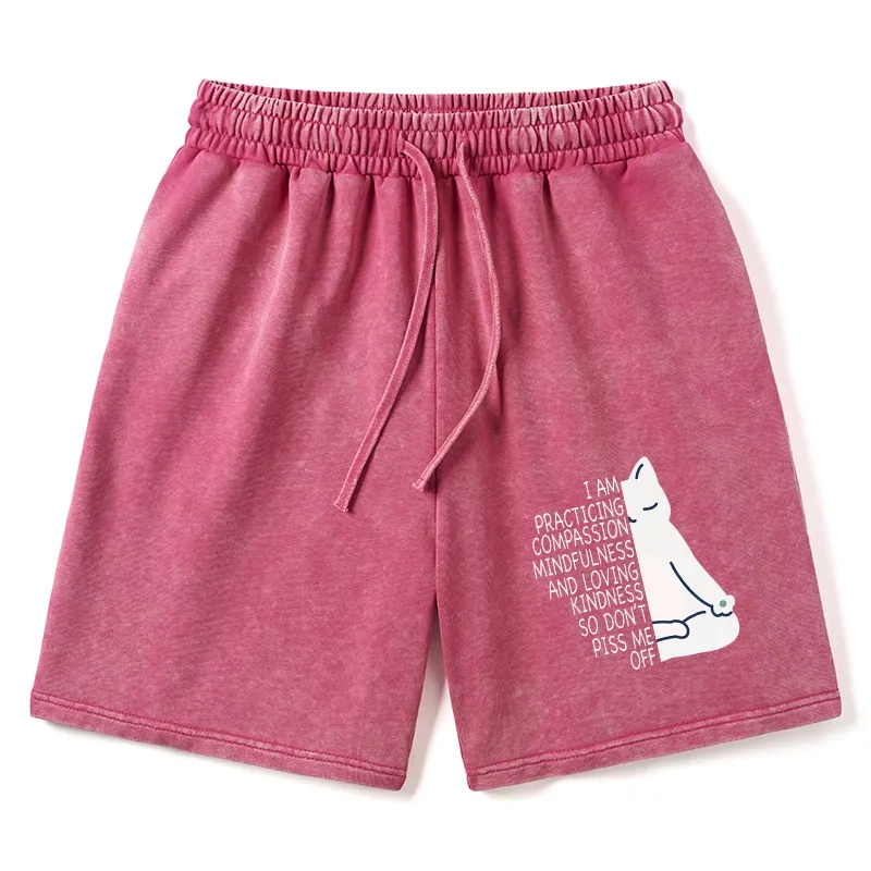 Tokyo-Tiger Calm Black Cat With Anger Issues Washed Shorts