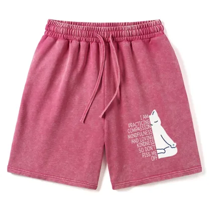 Tokyo-Tiger Calm Black Cat With Anger Issues Washed Shorts