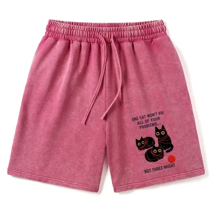 Tokyo-Tiger Three Cats Fix All Problems Washed Shorts