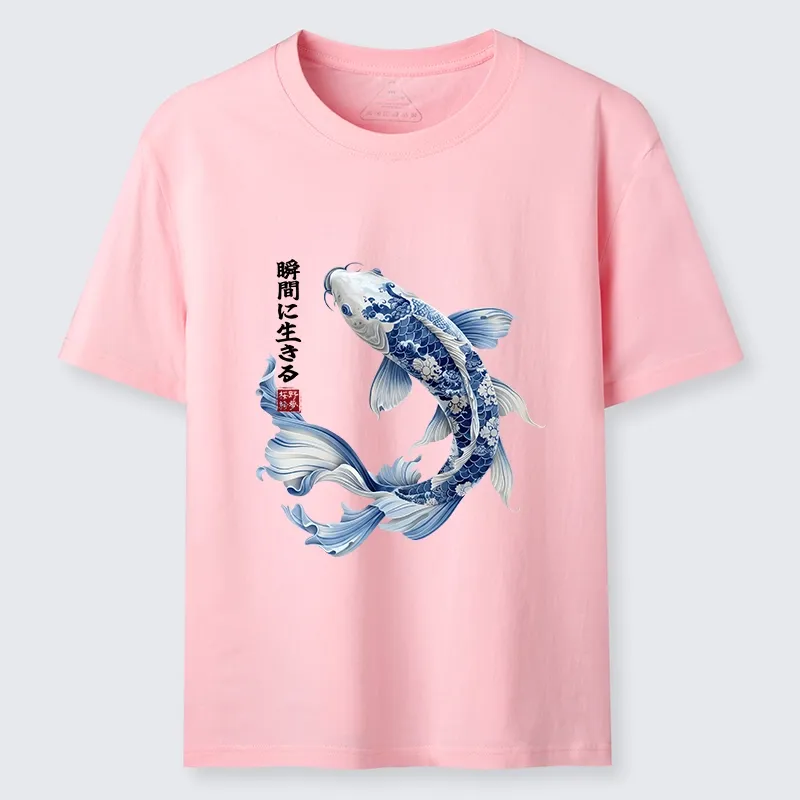 Tokyo-Tiger Blue And White Koi Fish Japanese Art Print Classic T-Shirt