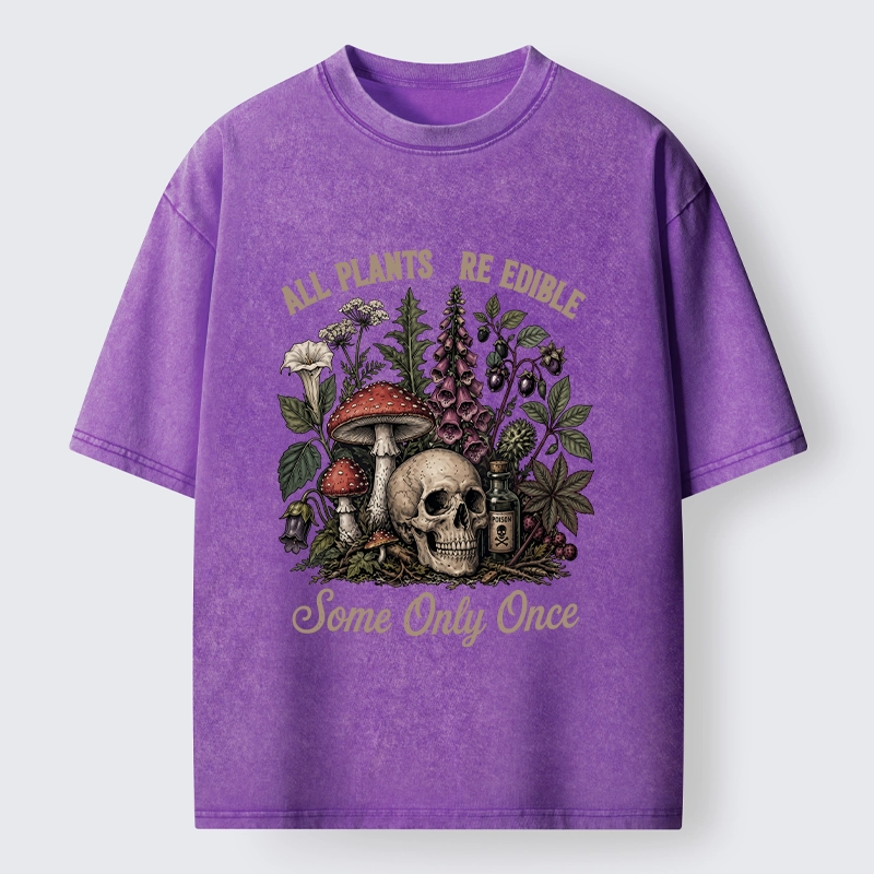 Tokyo-Tiger Poisonous Plants And Skull Dark Humor Washed T-Shirt