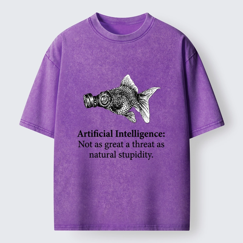 Tokyo-Tiger Natural Stupidity Beats AI Every Time Washed T-Shirt