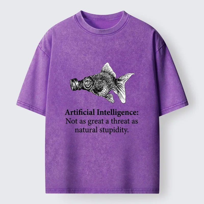 Tokyo-Tiger Natural Stupidity Beats AI Every Time Washed T-Shirt Sale
