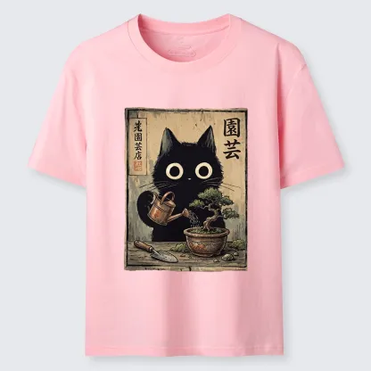 Tokyo-Tiger Black Cat Watering Bonsai Tree Classic T-Shirt