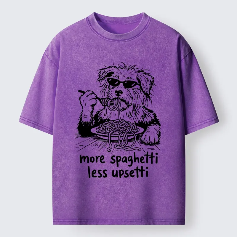 Tokyo-Tiger Cool Dog Eating Spaghetti Like A Boss Washed T-Shirt