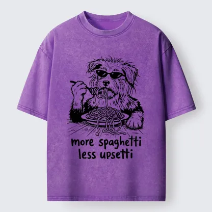 Tokyo-Tiger Cool Dog Eating Spaghetti Like A Boss Washed T-Shirt
