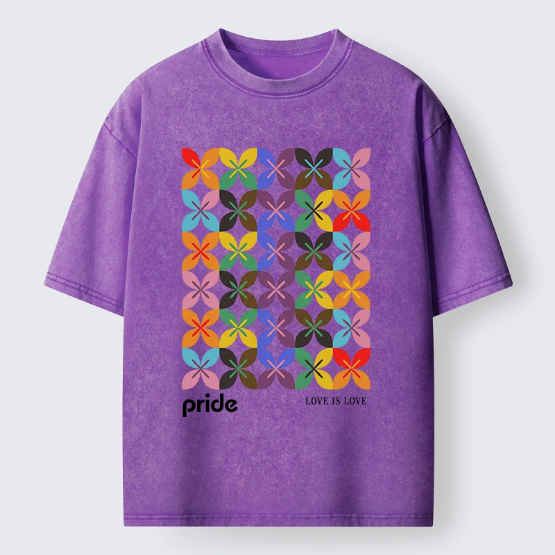 Tokyo-Tiger Pride Geometric Flower Pattern Washed T-Shirt