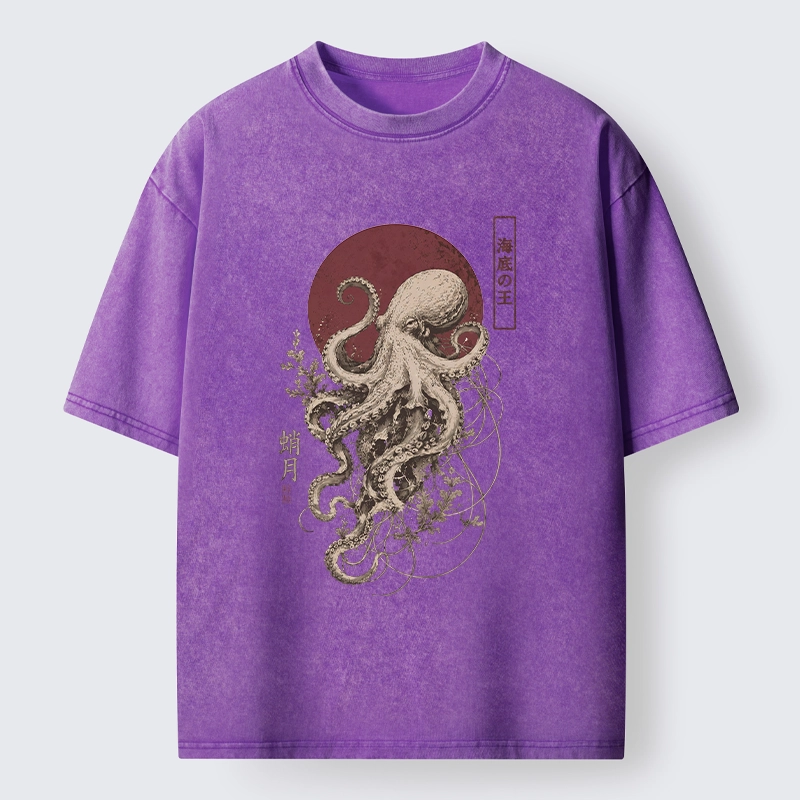 Tokyo-Tiger Deep Sea King Octopus Washed T-Shirt