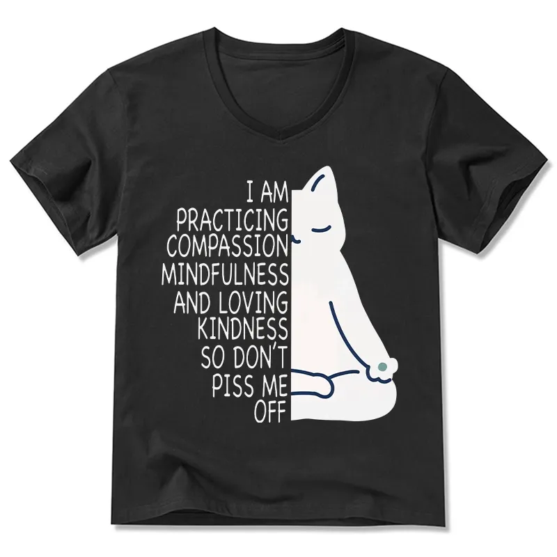 Tokyo-Tiger Calm Black Cat With Anger Issues V-Neck Classic T-Shirt