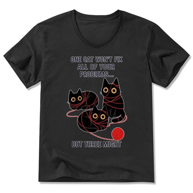 Tokyo-Tiger Three Cats Fix All Problems V-Neck Classic T-Shirt