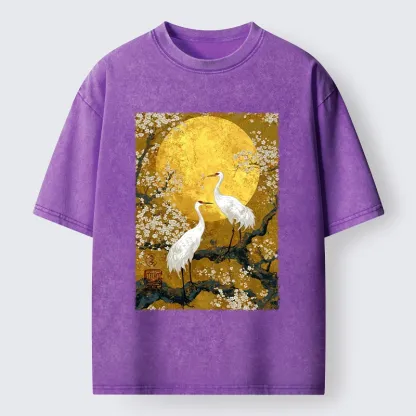 Tokyo-Tiger Traditional Japanese Crane Art Washed T-Shirt