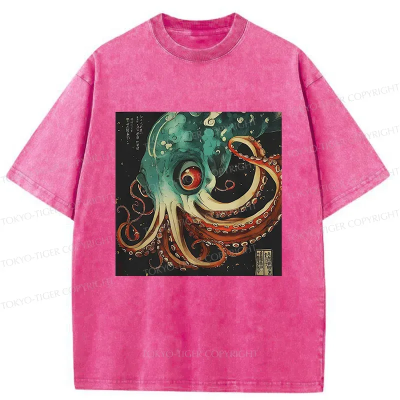 Tokyo-Tiger Deep Sea Octopus Monster Washed T-Shirt