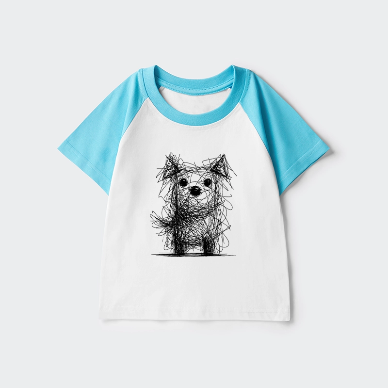 Tokyo-Tiger Scruffy Dog Chaos Art Kids Raglan T-shirt