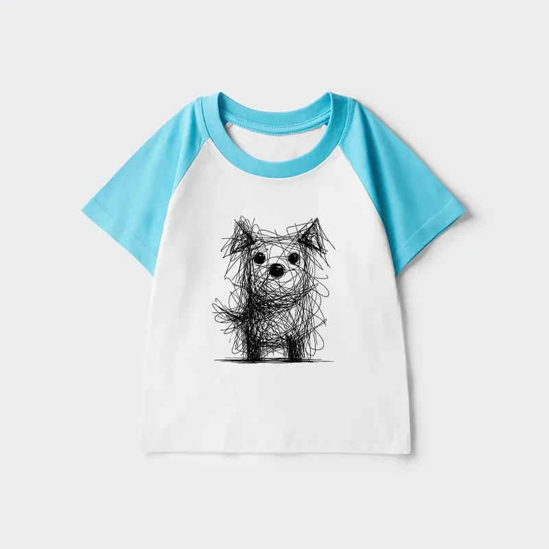 Tokyo-Tiger Scruffy Dog Chaos Art Kids Raglan T-shirt