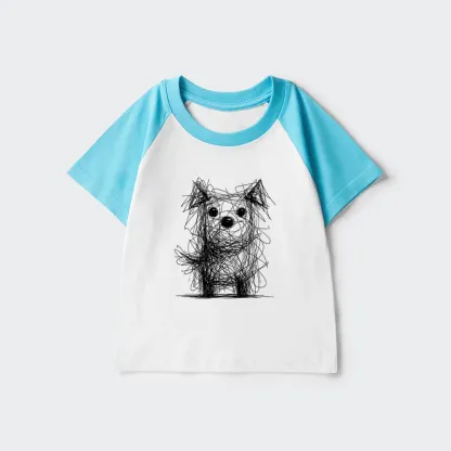 Tokyo-Tiger Scruffy Dog Chaos Art Kids Raglan T-shirt