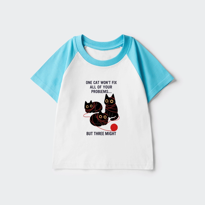 Tokyo-Tiger Three Cats Fix All Problems Kids Raglan T-shirt