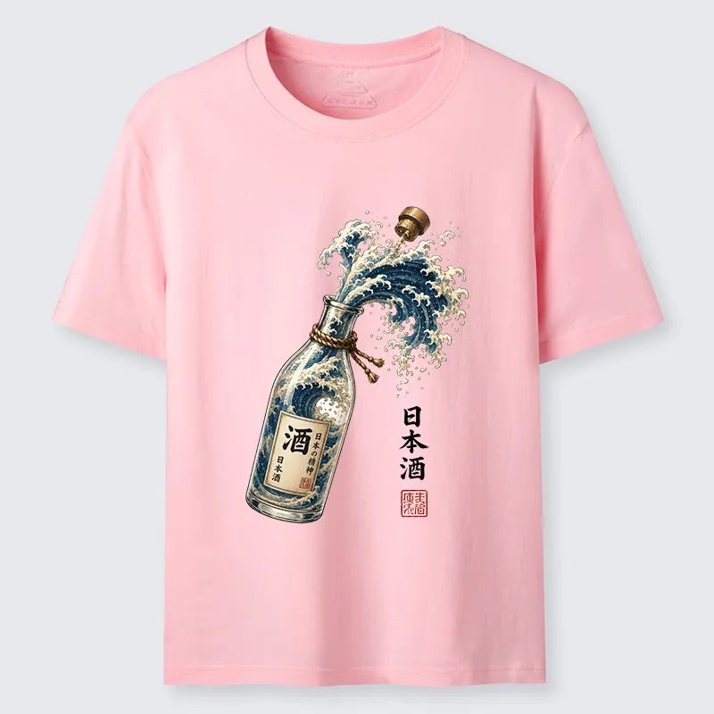 Tokyo-Tiger Ocean Wave Poured From A Sake Bottle Classic T-Shirt