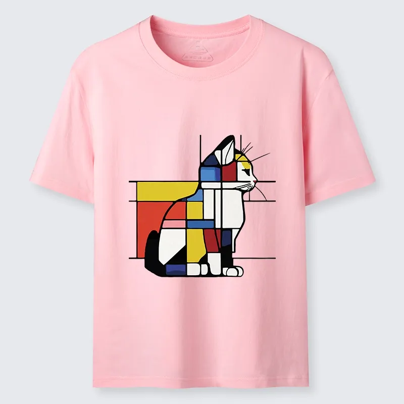 Tokyo-Tiger Geometric Cat Art In Primary Colors Classic T-Shirt