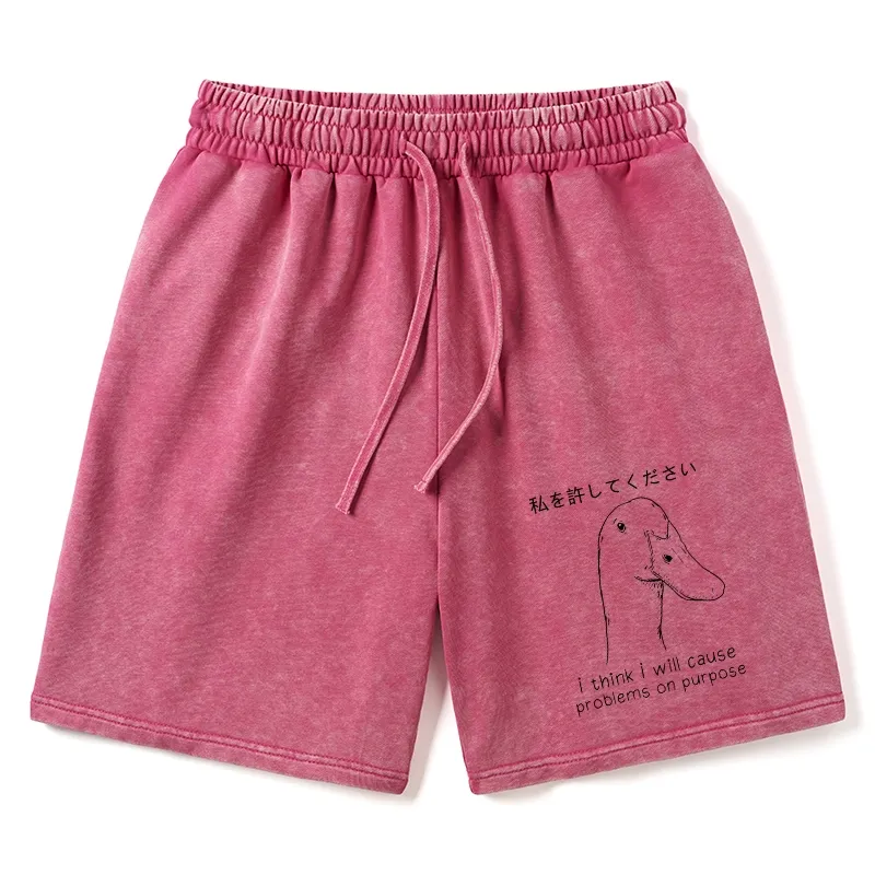 Tokyo-Tiger Stupid Goose Funny Washed Shorts