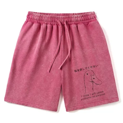 Tokyo-Tiger Stupid Goose Funny Washed Shorts