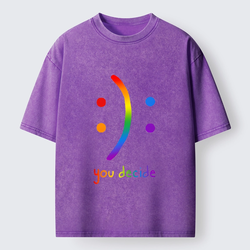 Tokyo-Tiger Colorful Rainbow Emoji You Decide Washed T-Shirt