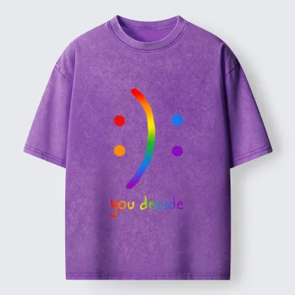 Tokyo-Tiger Colorful Rainbow Emoji You Decide Washed T-Shirt
