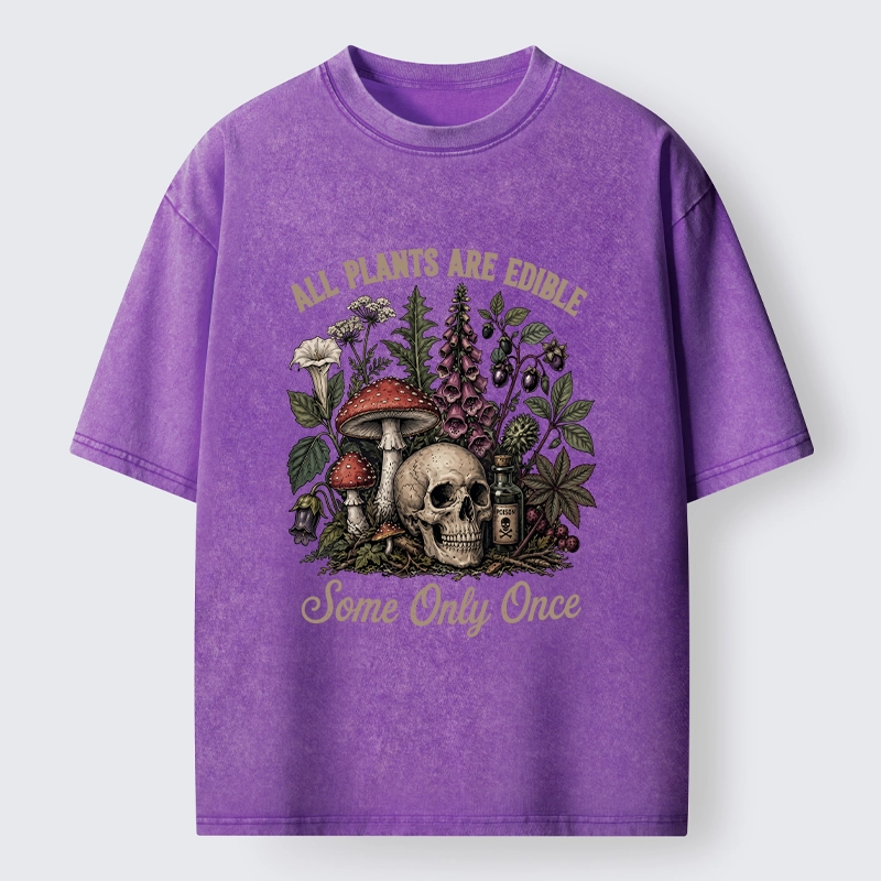 Tokyo-Tiger Poisonous Plants And Skull Dark Humor Washed T-Shirt