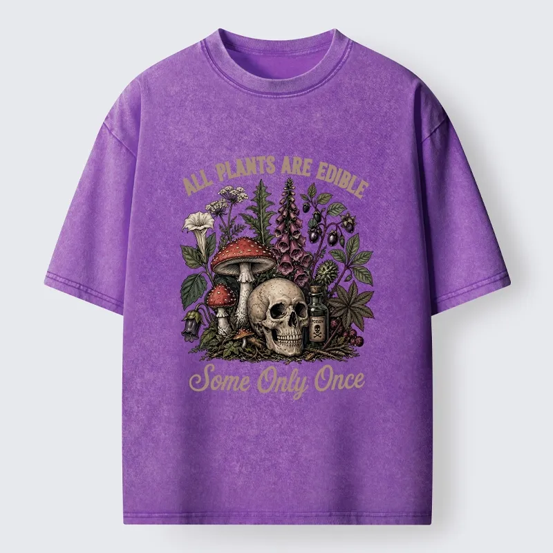 Tokyo-Tiger Poisonous Plants And Skull Dark Humor Washed T-Shirt