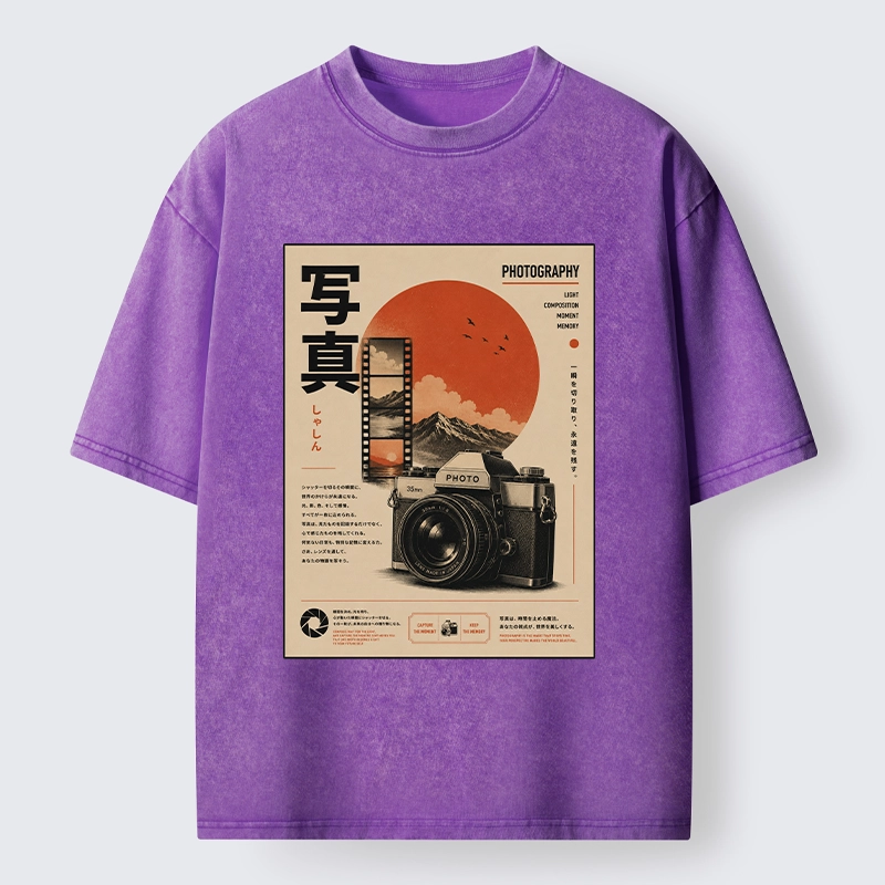 Tokyo-Tiger Vintage Japanese Photography Camera Poster Washed T-Shirt