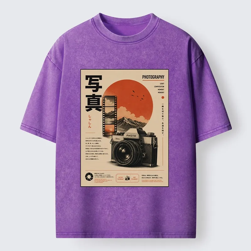 Tokyo-Tiger Vintage Japanese Photography Camera Poster Washed T-Shirt