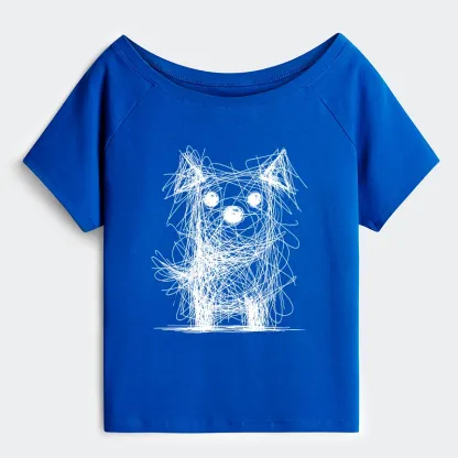 Tokyo-Tiger Scruffy Dog Chaos Art Off Shoulder T-Shirt