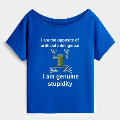 Tokyo-Tiger Genuine Stupidity Frog Meme Off Shoulder T-Shirt