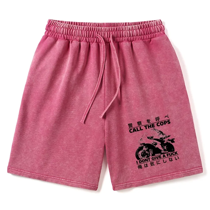 Tokyo-Tiger Funny Frog Riding A Motorcycle Washed Shorts