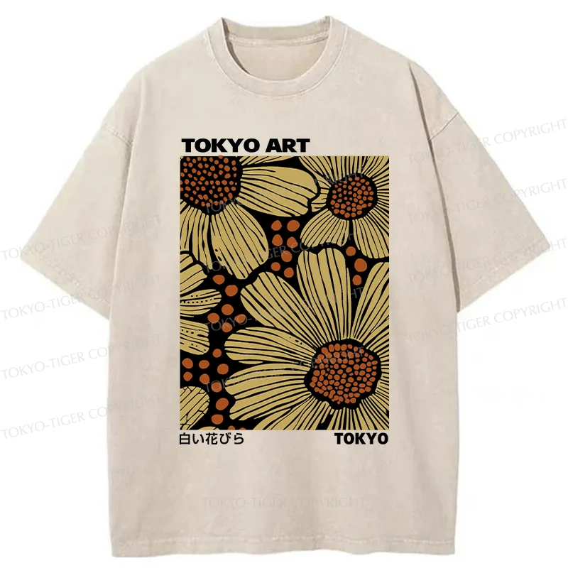 Tokyo-Tiger Tokyo Flower Art Washed T-Shirt