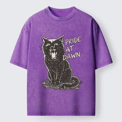 Tokyo-Tiger Cool Black Cat With Pride At Dawn Washed T-Shirt