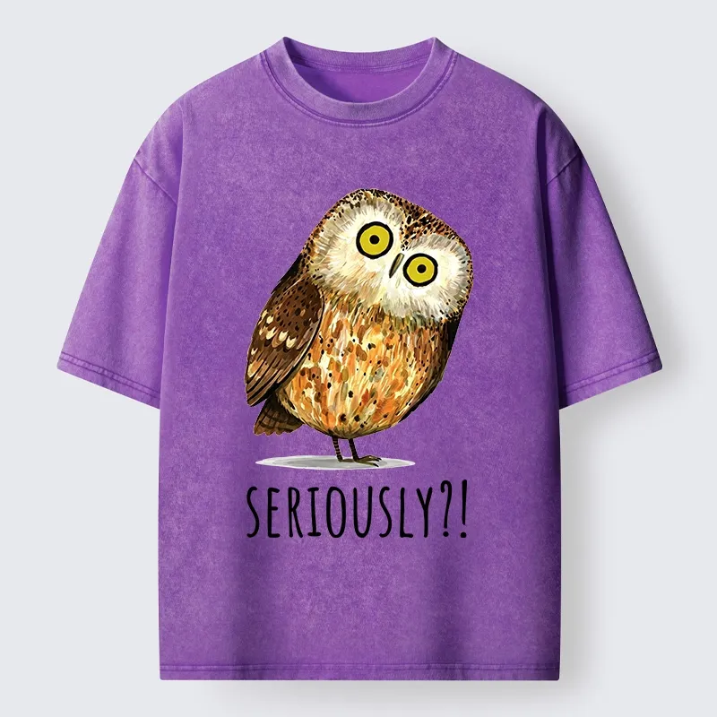 Tokyo-Tiger Seriously Confused Owl Meme Art Washed T-Shirt Sale