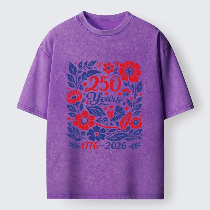 Tokyo-Tiger Floral 250 Years USA Celebration Washed T-Shirt