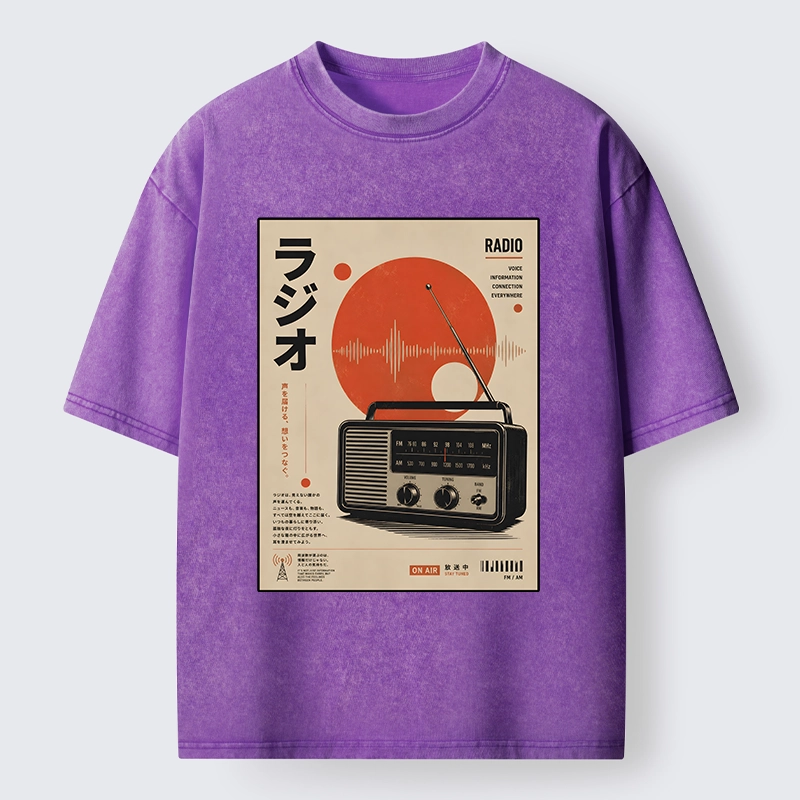 Tokyo-Tiger Vintage Japanese Radio Poster Art Washed T-Shirt