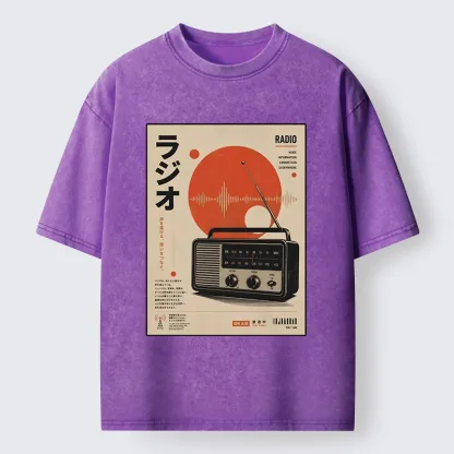 Tokyo-Tiger Vintage Japanese Radio Poster Art Washed T-Shirt