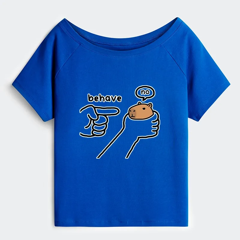 Tokyo-Tiger Dishonest Capybara Off Shoulder T-Shirt