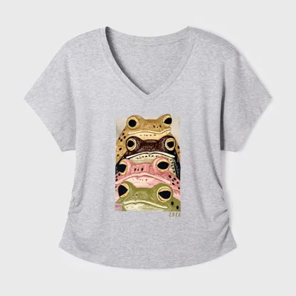 Tokyo-Tiger Whimsical Multi Colored Frog Art Modal Dolman Sleeve T-Shirt