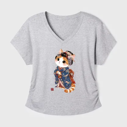 Tokyo-Tiger Cat Dressed As A Geisha Funny Modal Dolman Sleeve T-Shirt