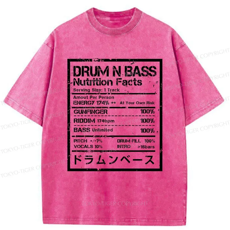 Tokyo-Tiger Drum&Bass Nutrition Facts Washed T-Shirt