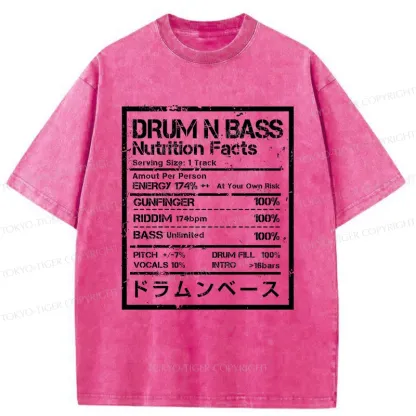 Tokyo-Tiger Drum&Bass Nutrition Facts Washed T-Shirt
